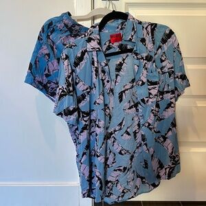 Floral Hugo Short Sleeve Button up with Matching Swimming Suit Size Small